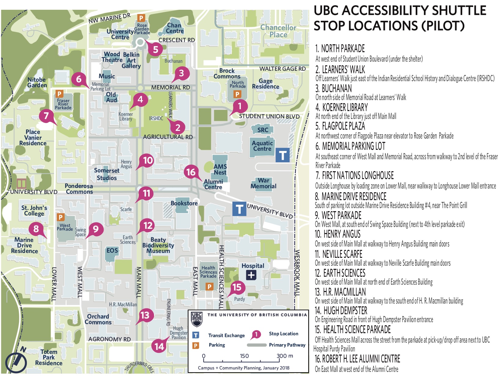 Stop Locations accessibility shuttle