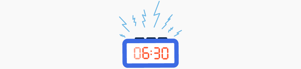 Illustration of a ringing 6:30 alarm