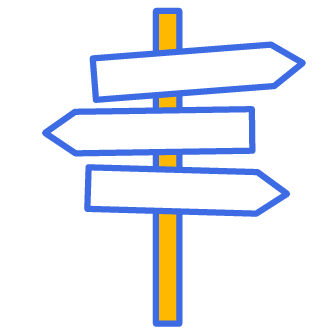 3 arrow signs signifying different paths