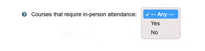 Screenshot of Course Schedule option for in-person attendance