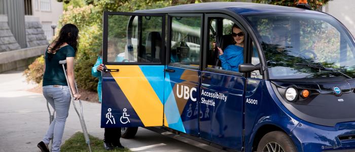 UBC student using the Accessibility Shuttle on campus