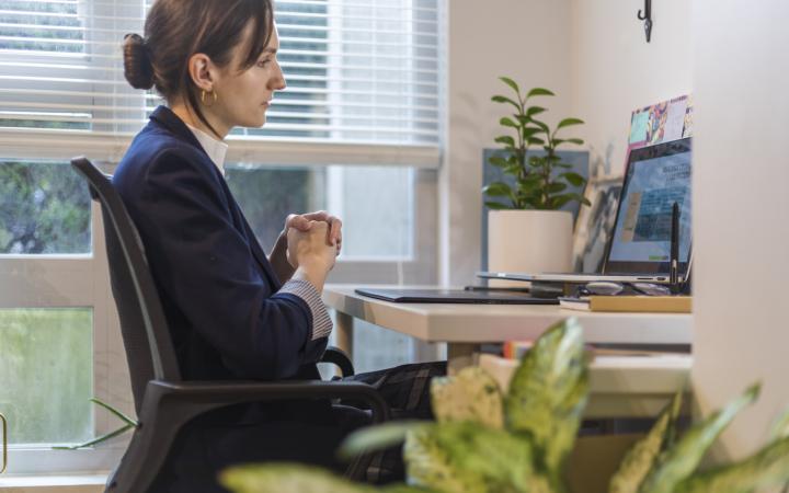 Student listening to interviewer question