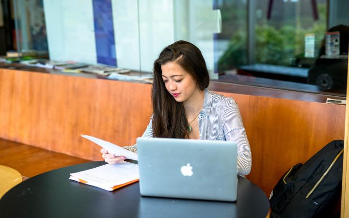 Student getting started on writing a paper