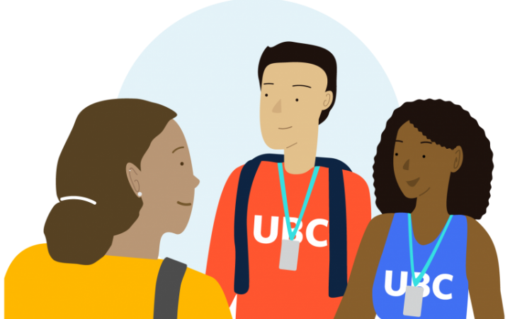 Vector illustration of three UBC students